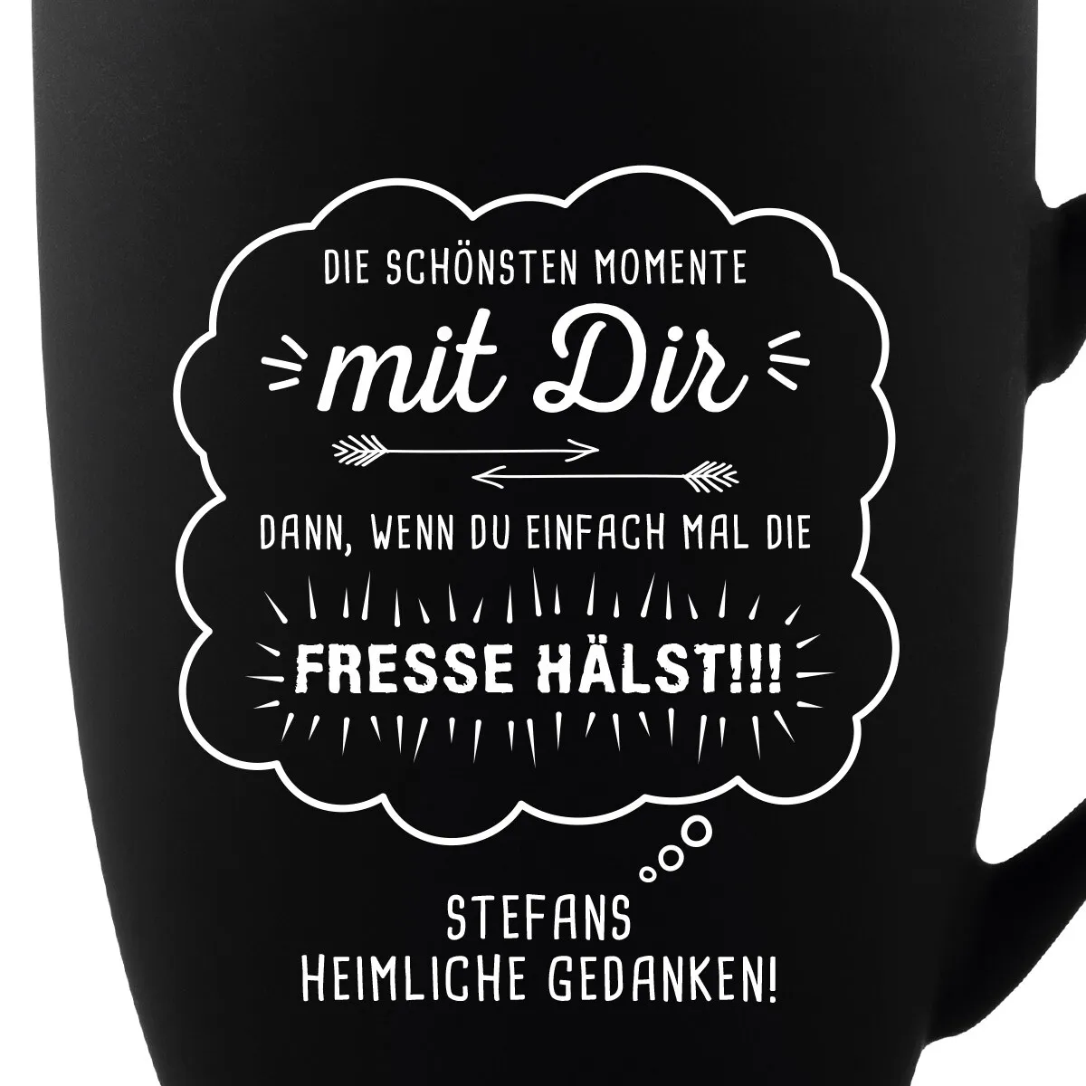 Tasse 300 ml Keramik gummiert Schwarz - Schönste Momente