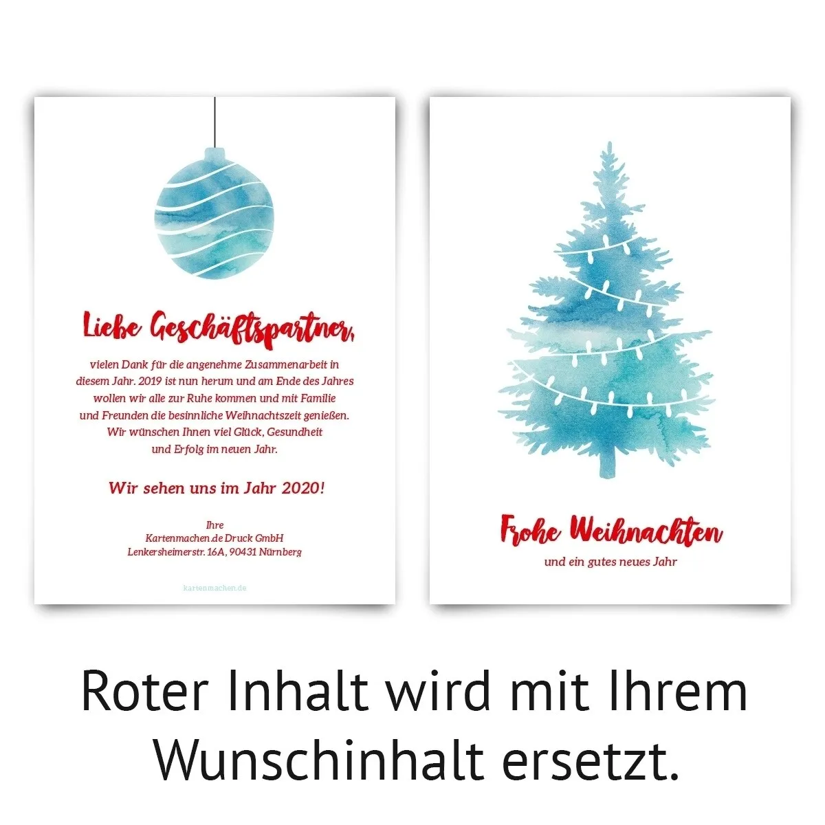 Firmen Weihnachtskarten - Kaltes Aquarell