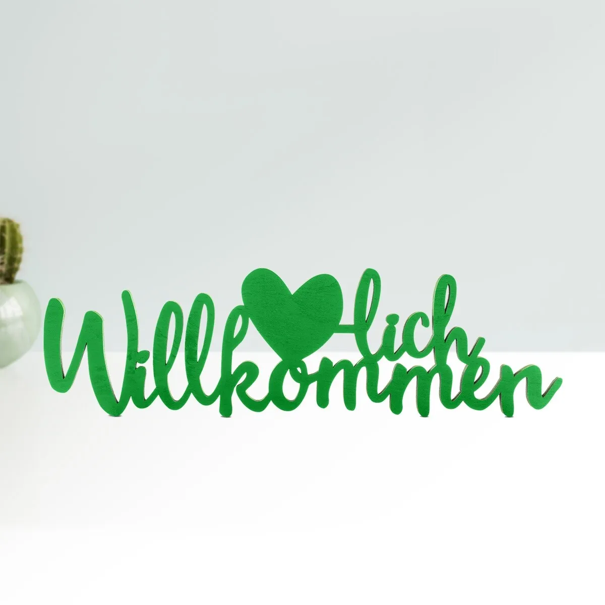 Holz Schriftzug Deko - Willkommen