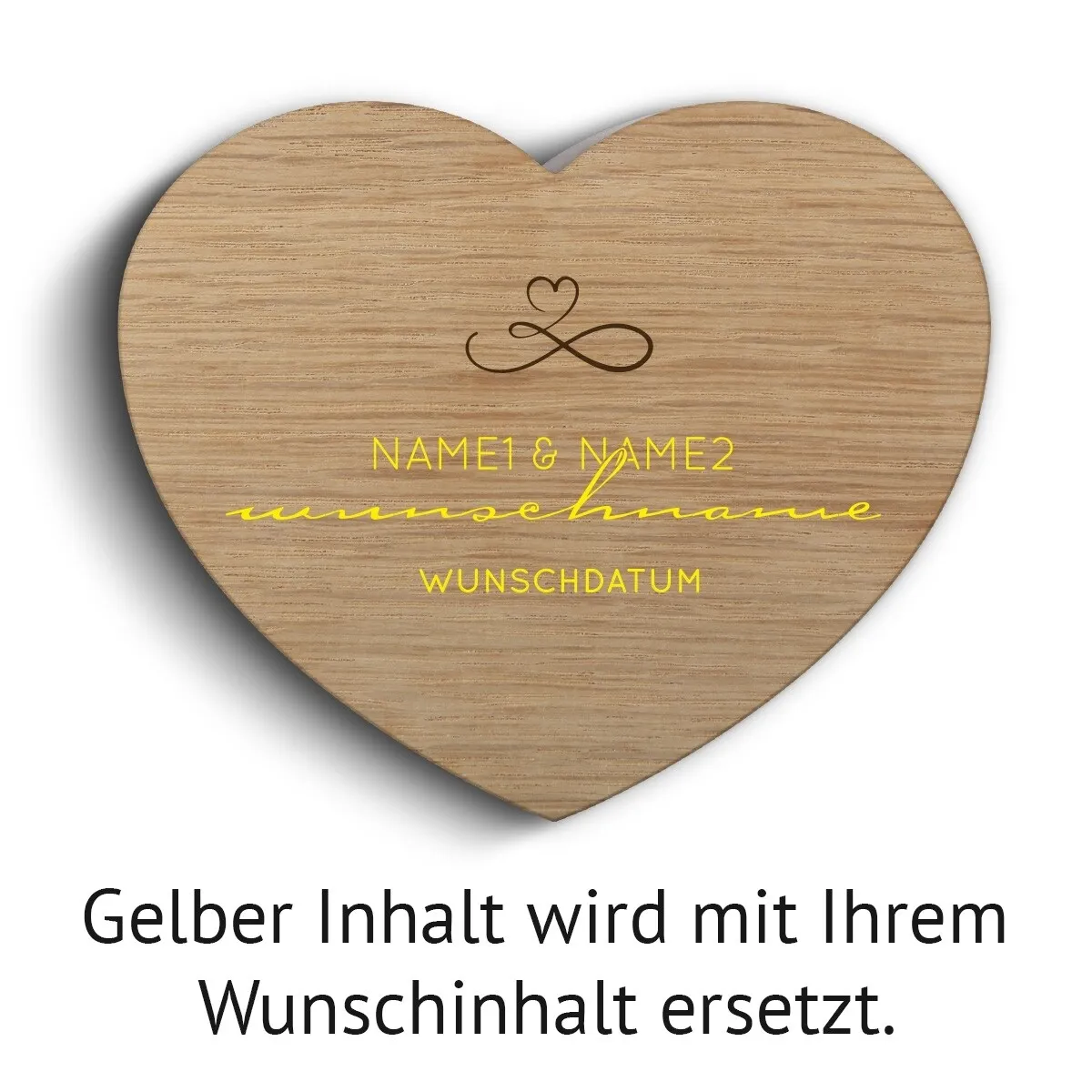 Hochzeit Herz Ringbox Eichenholz - Schwungschrift