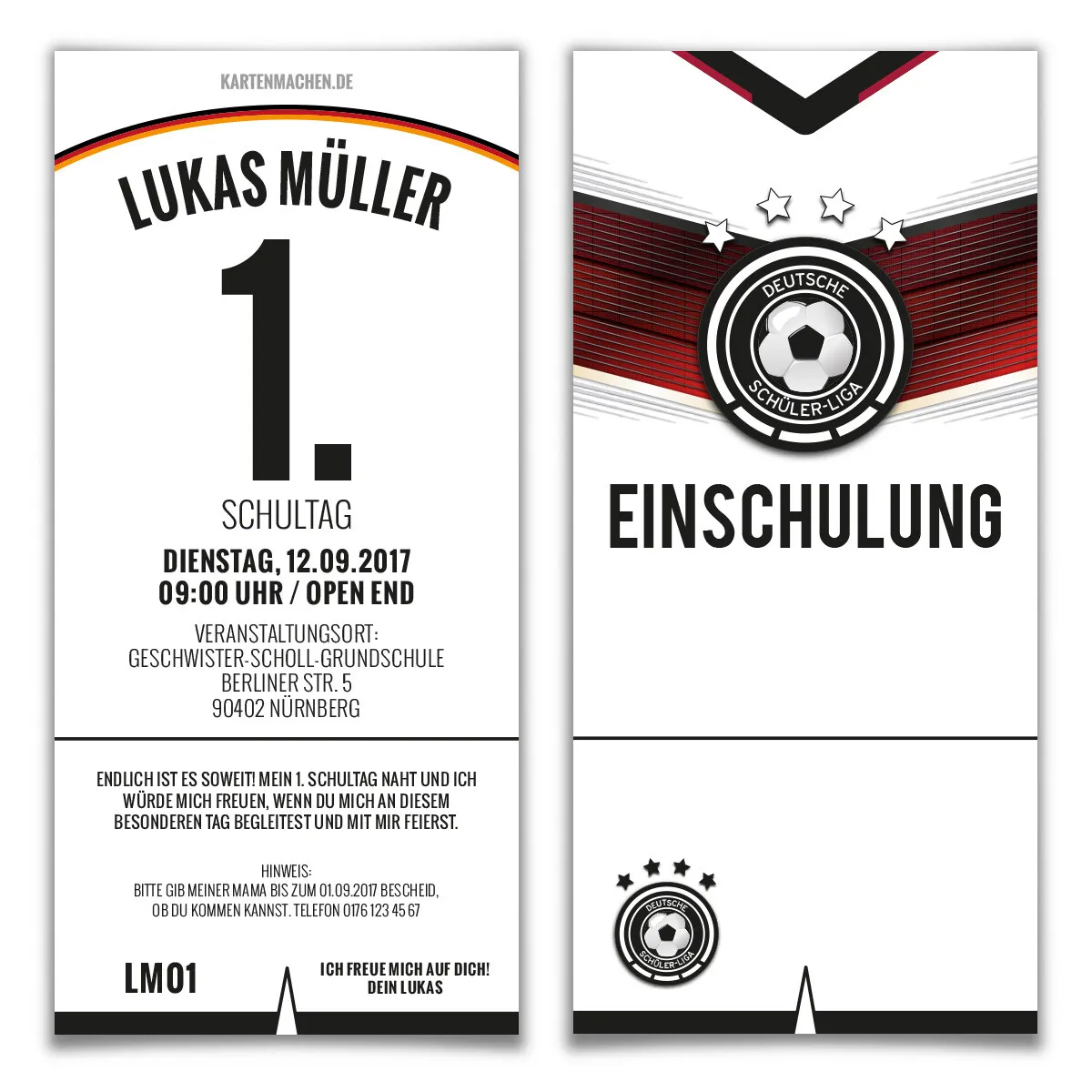 Einschulungskarten - Fußballtrikot