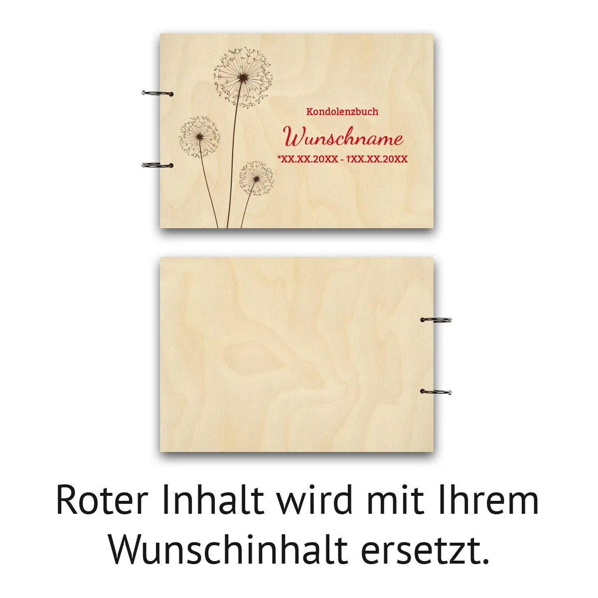 Personalisiertes Kondolenzbuch A4 - Pusteblume