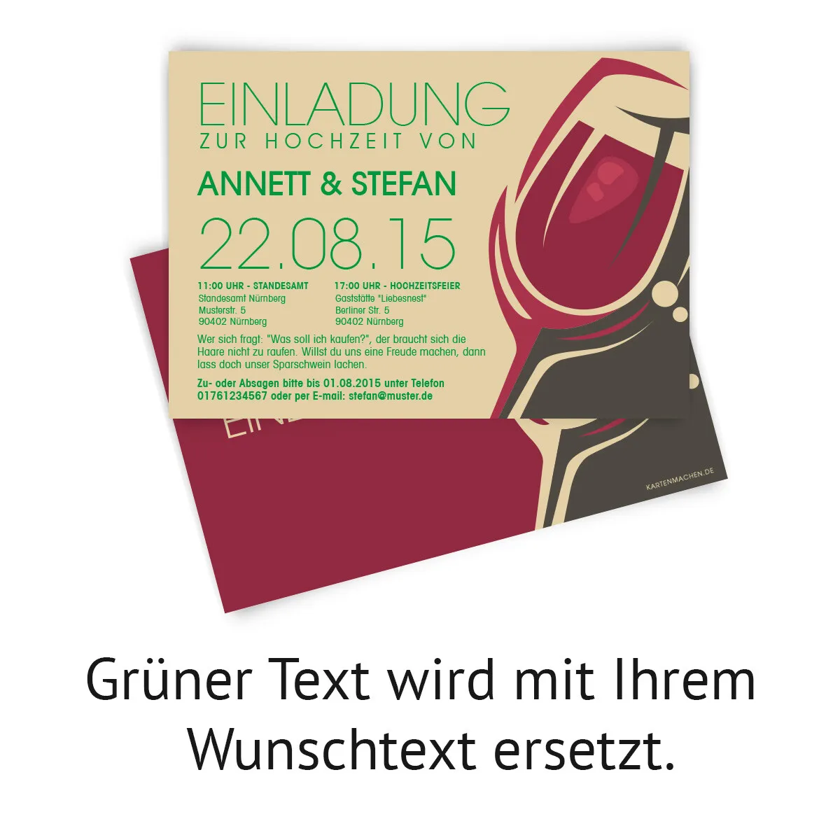 Hochzeitskarten - Rotwein