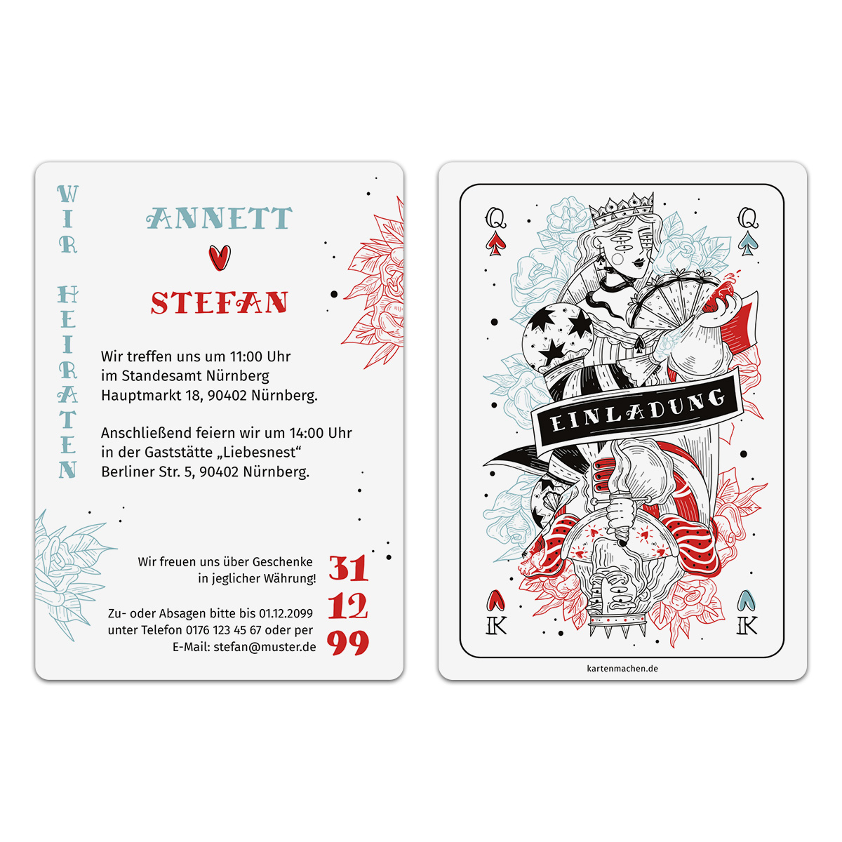 Hochzeitseinladungen - Spielkarten Design