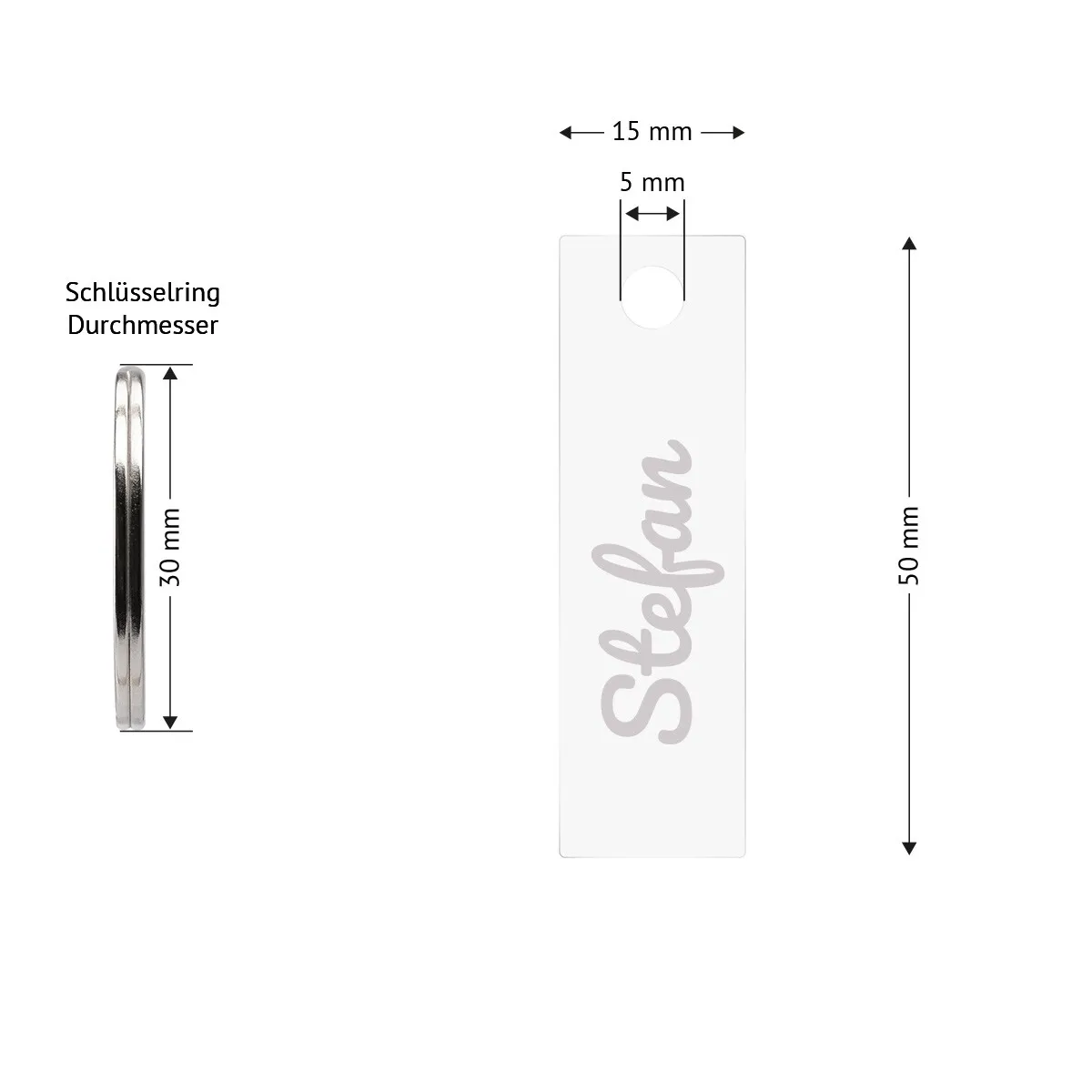 Personalisierter Acrylglas Rechteck Schlüsselanhänger - Schriftzug Name