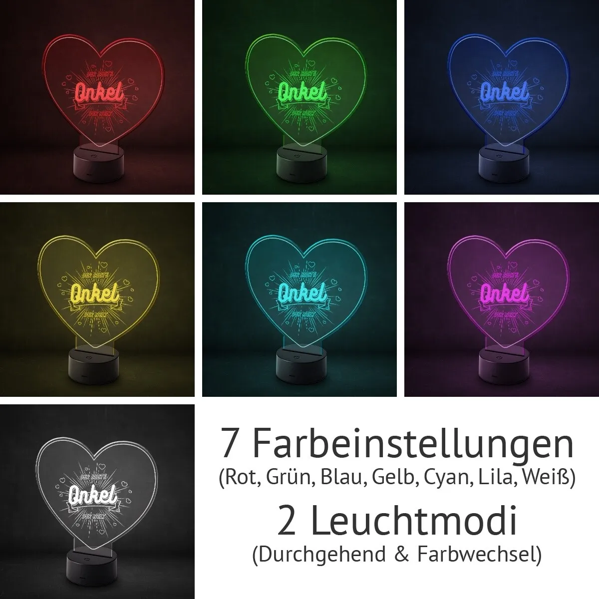 Acrylglasschild LED-Lampe - der Beste Onkel der Welt