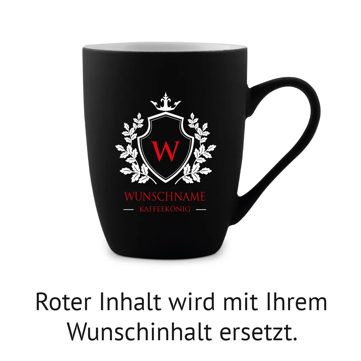 Tasse 300 ml Keramik gummiert Schwarz - Wappen