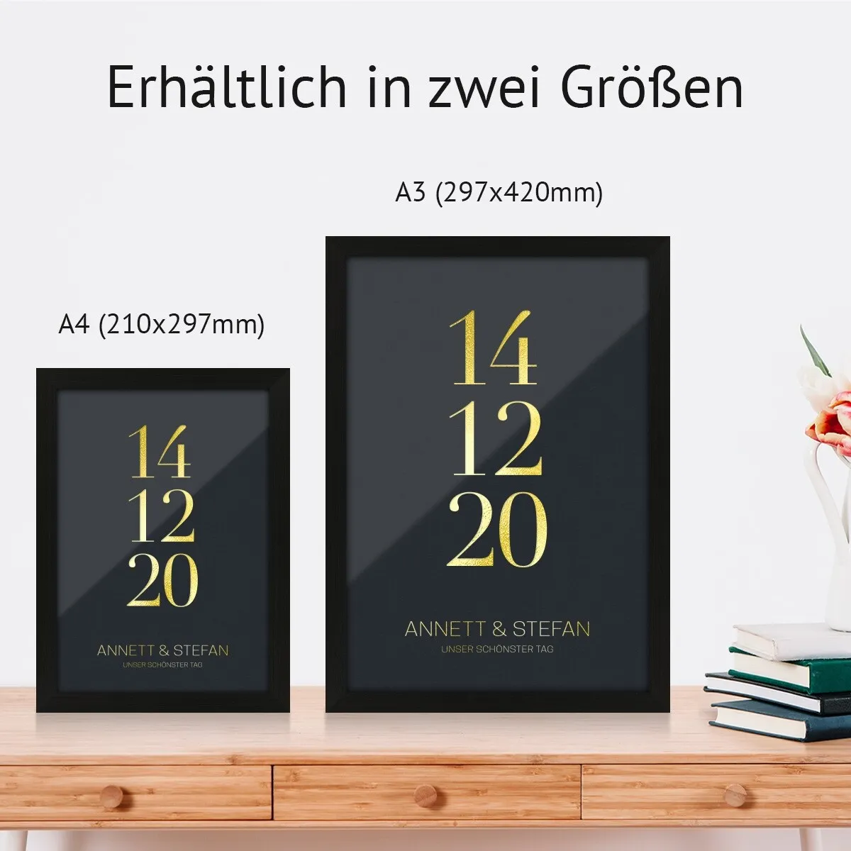 Personalisiertes Kunstdruck Poster mit Heißfolienprägung - Schönster Tag