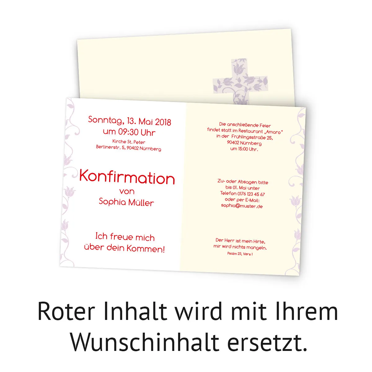 Konfirmation Einladungskarten - Rosenkreuz