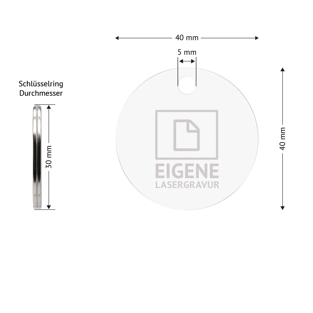 Personalisierter Acrylglas Schlüsselanhänger als Kreis - Eigene Gravurdatei hochladen