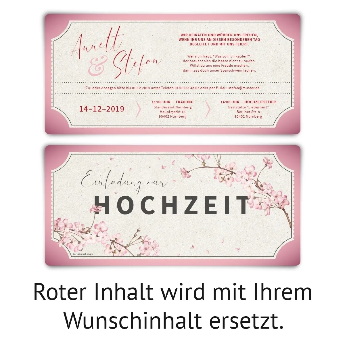 Hochzeitseinladungen - Kirschblüten