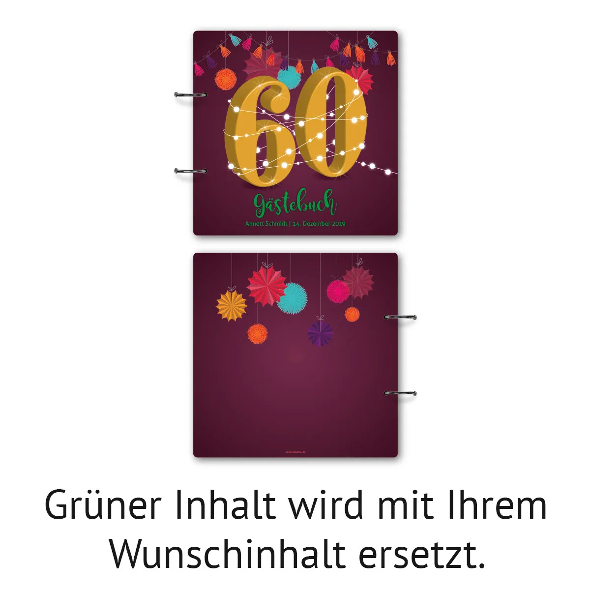 Personalisiertes Geburtstag Gästebuch 60 Jahre - Girlande