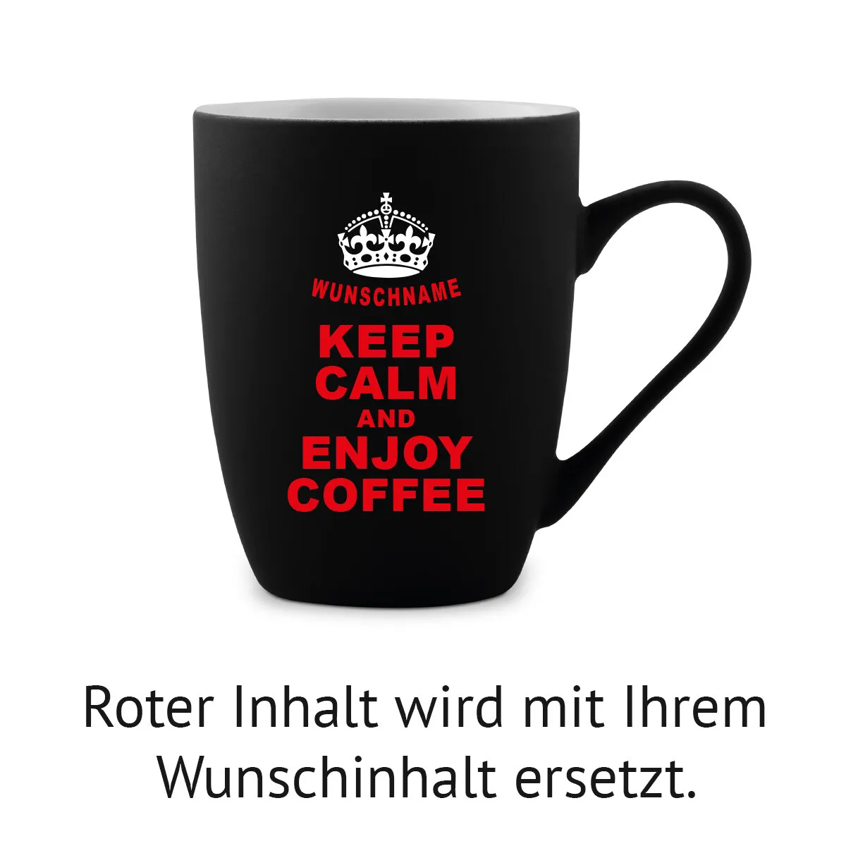 Tasse 300 ml Keramik gummiert Schwarz - Keep Calm