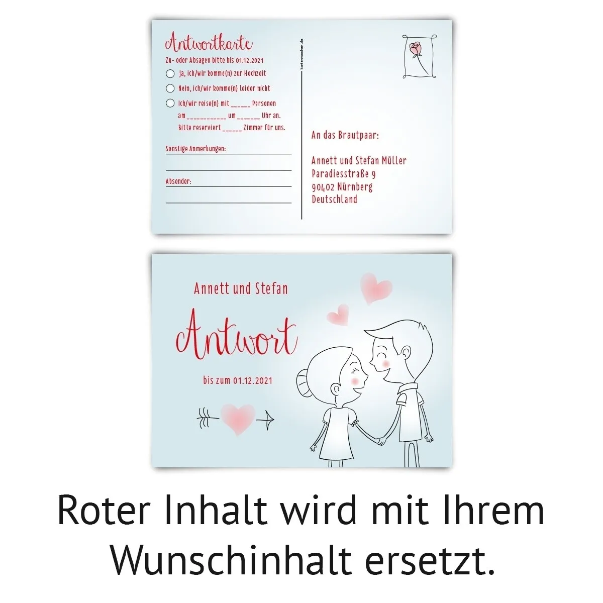 Antwortkarten Hochzeit - Küssendes Paar