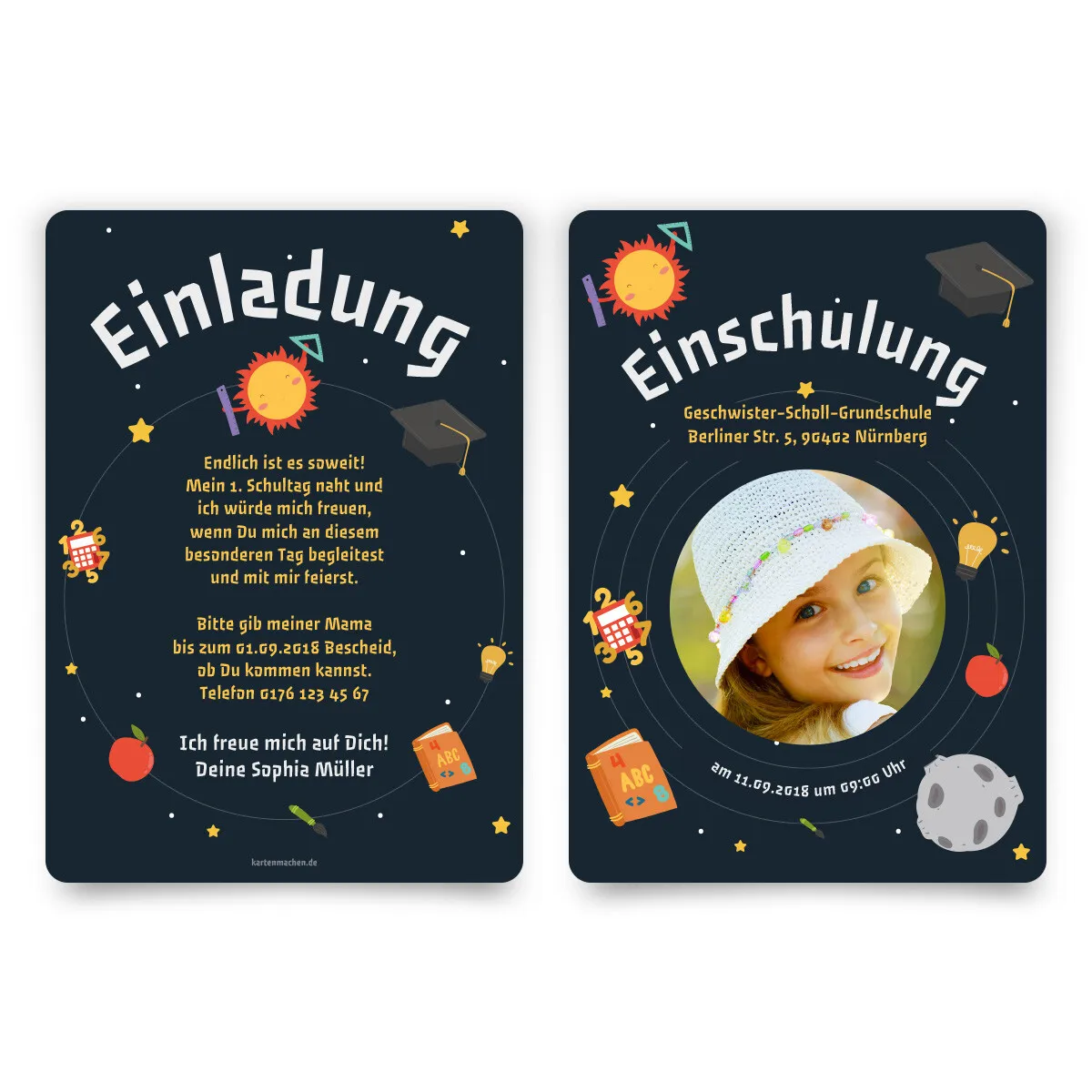 Einschulung Einladungskarten - Lerngalaxy