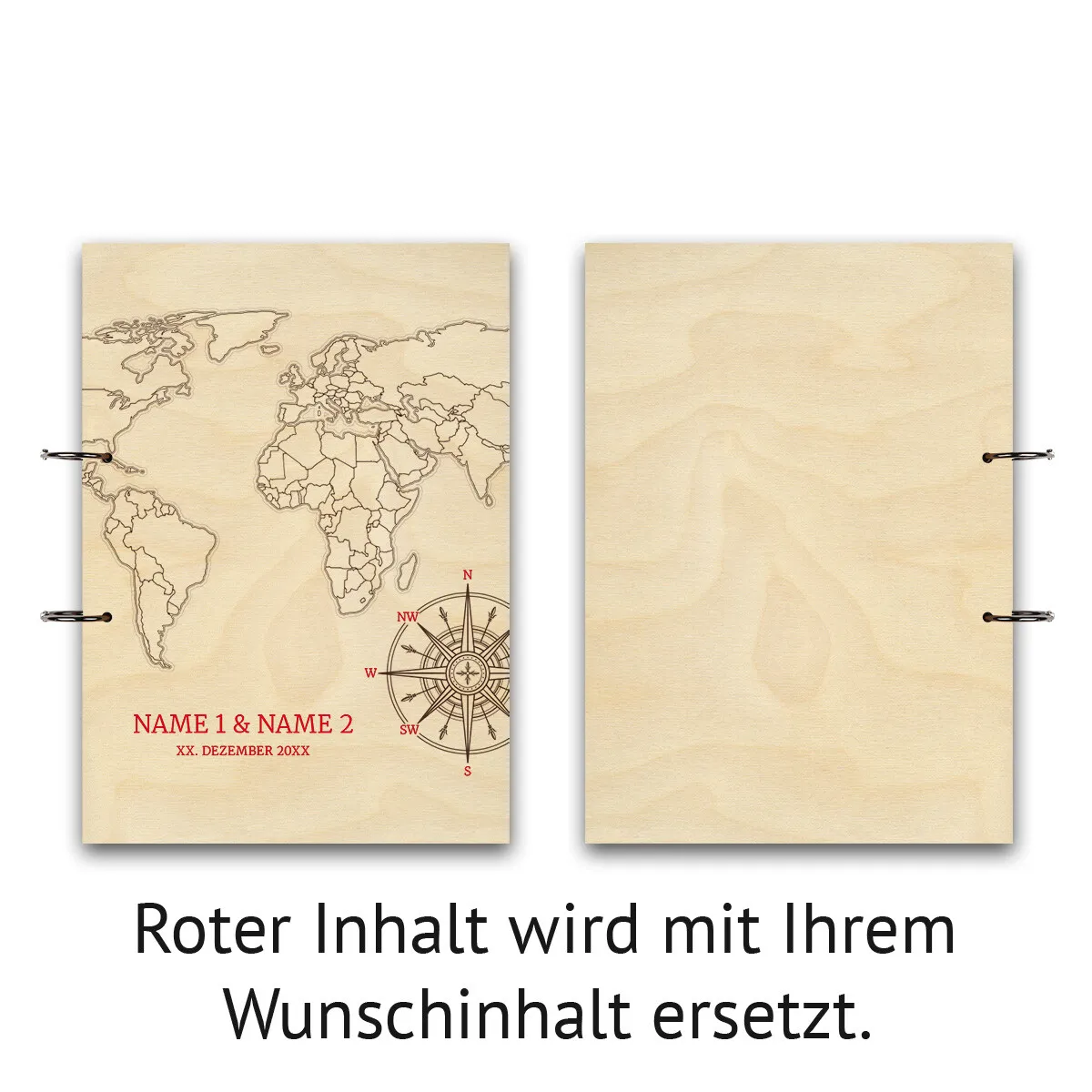 Personalisiertes Hochzeit Gästebuch A4 - Weltkarte