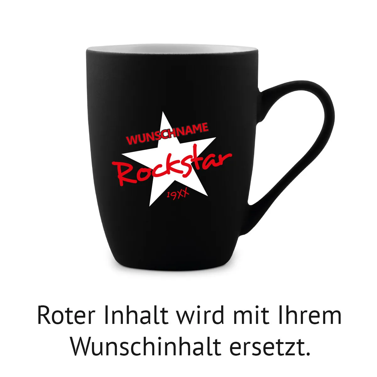 Tasse 300 ml Keramik gummiert Schwarz - Rockstar