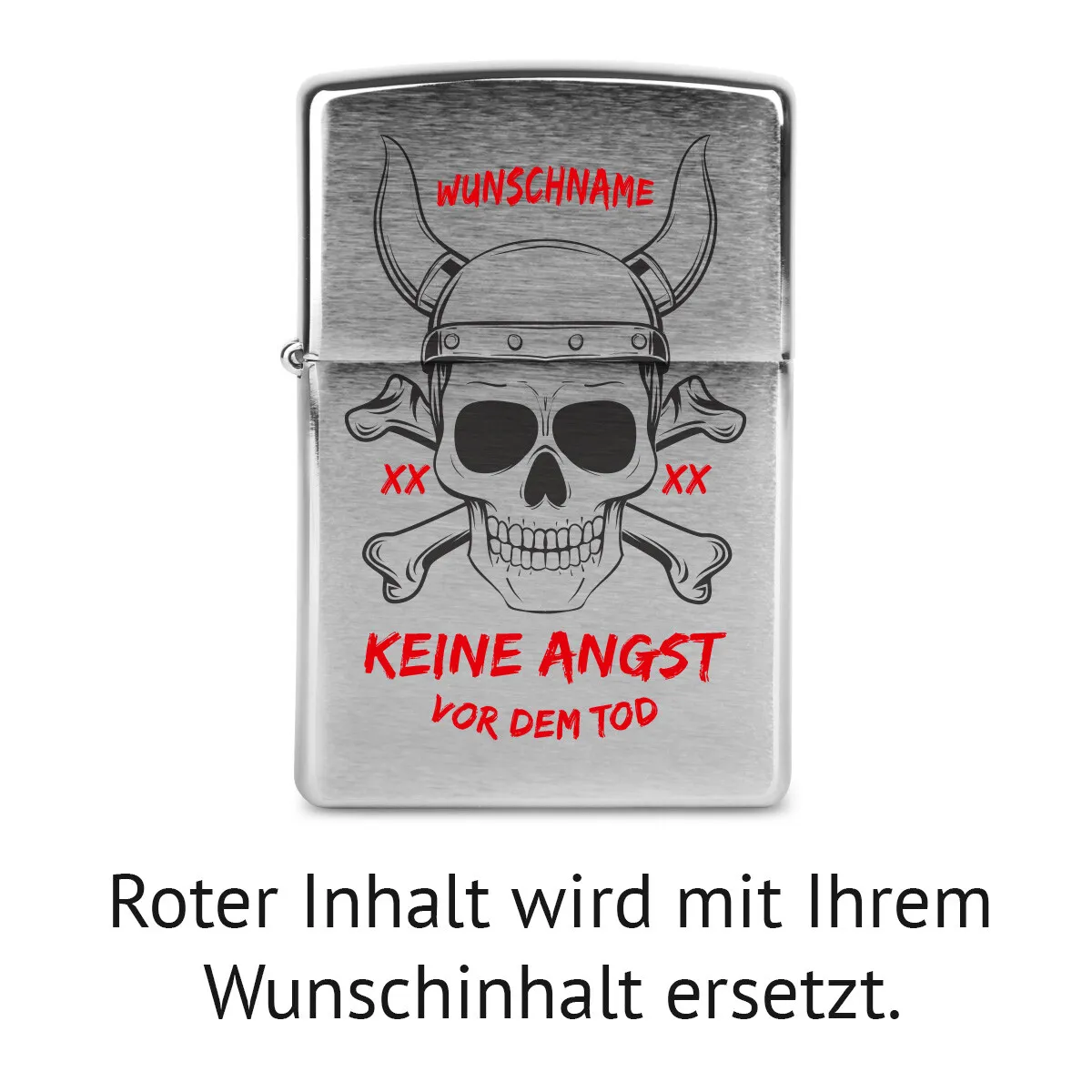 Zippo Sturmfeuerzeug Chrom - Wikinger Totenkopf