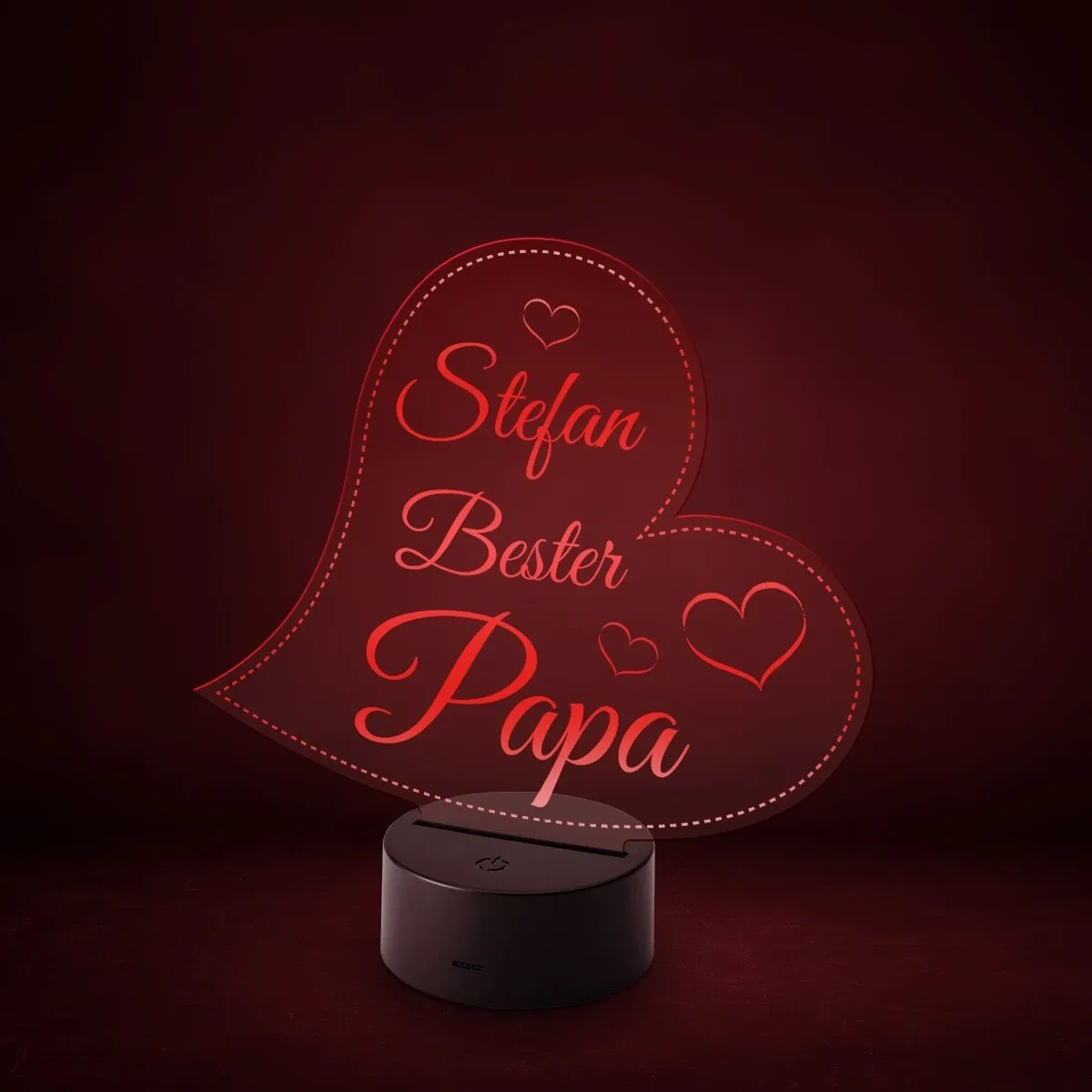 Acrylglasschild LED-Lampe personalisiert - Herz Bester Papa