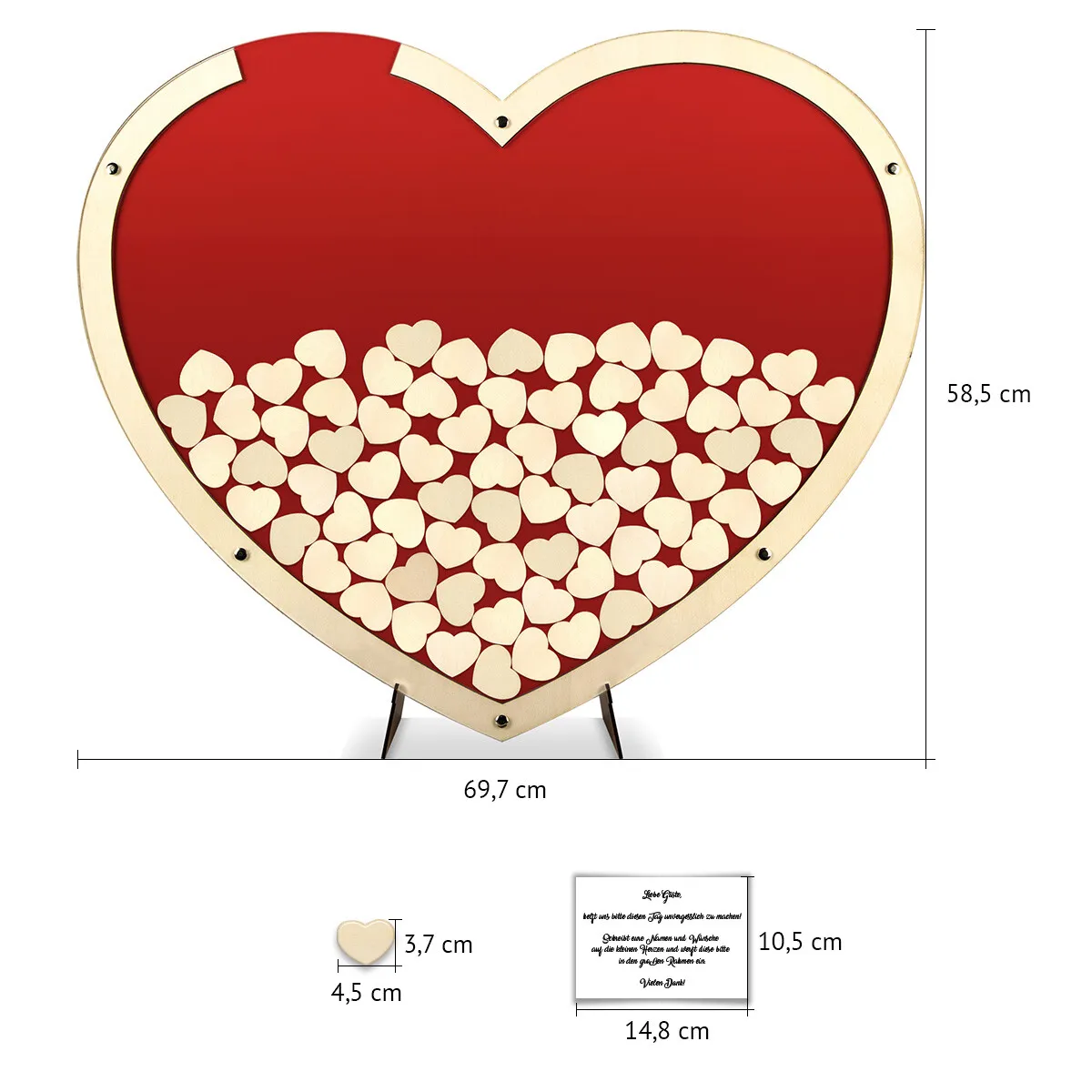 Hochzeit Gästebuch Alternative - Herz aus Holz L Rot