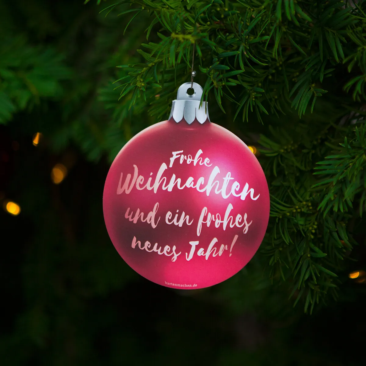 Weihnachtsdeko Grußkarten - Weihnachtskugel Fotoreal in Rot