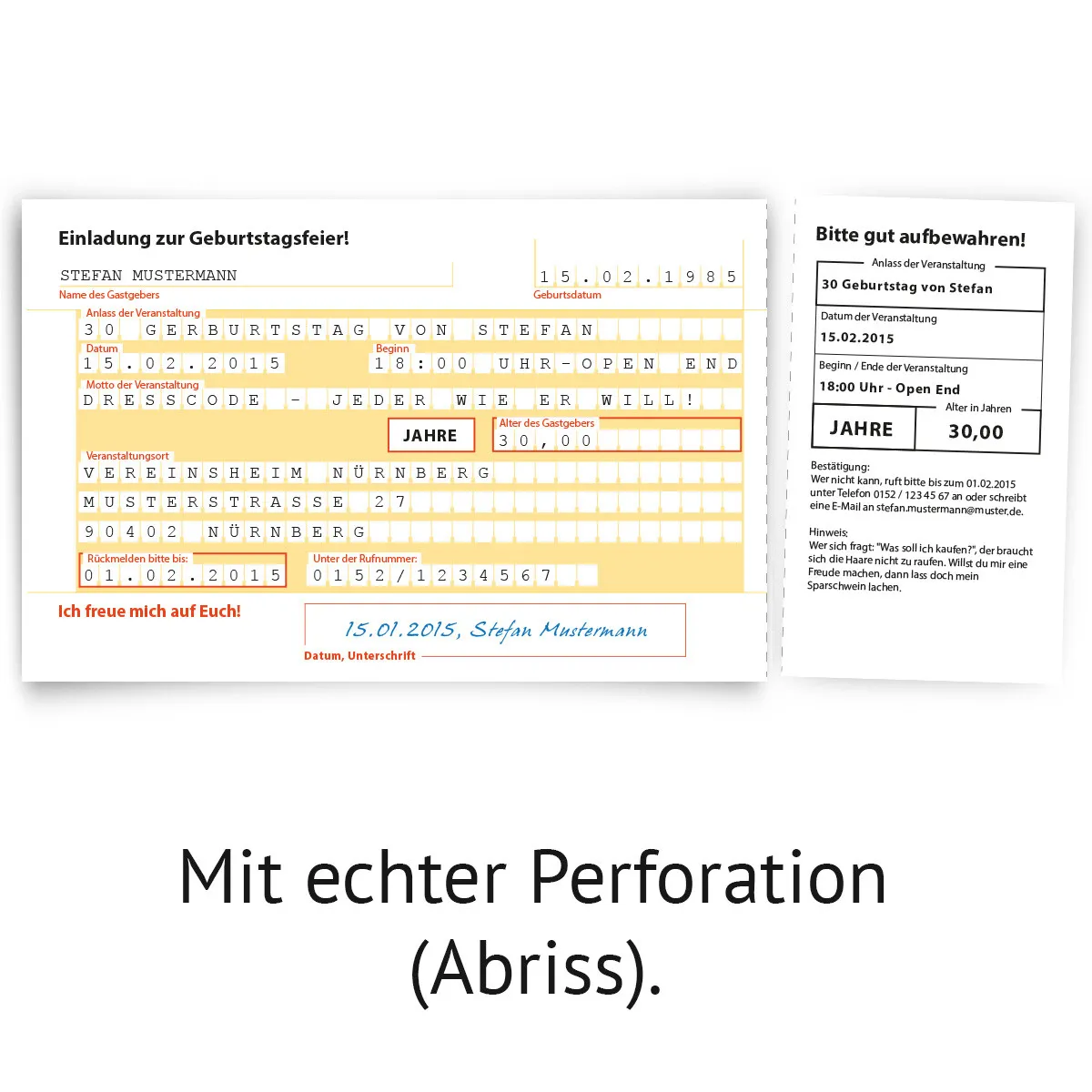 Einladungskarte als Überweisung