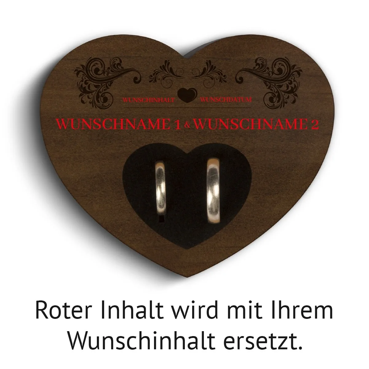 Hochzeit Herz Ringkissen Kebony Holz - Vintage