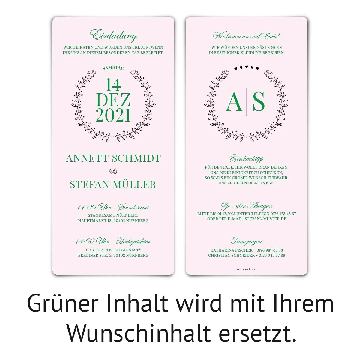 Hochzeitseinladungen - Rosa Chic