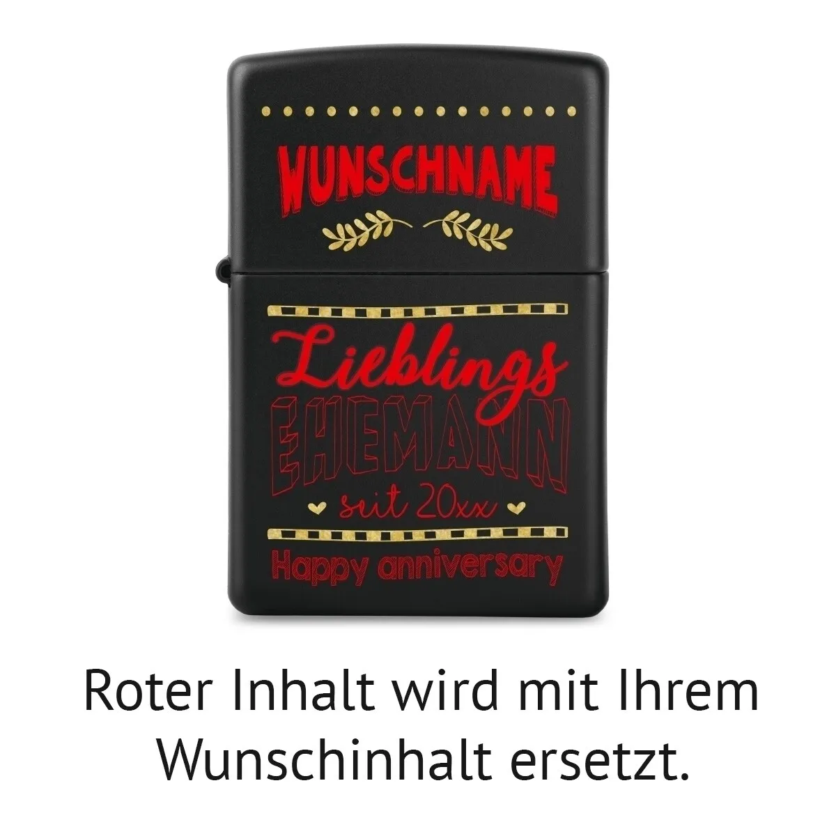 Zippo Sturmfeuerzeug Mattschwarz - Lieblingsehemann