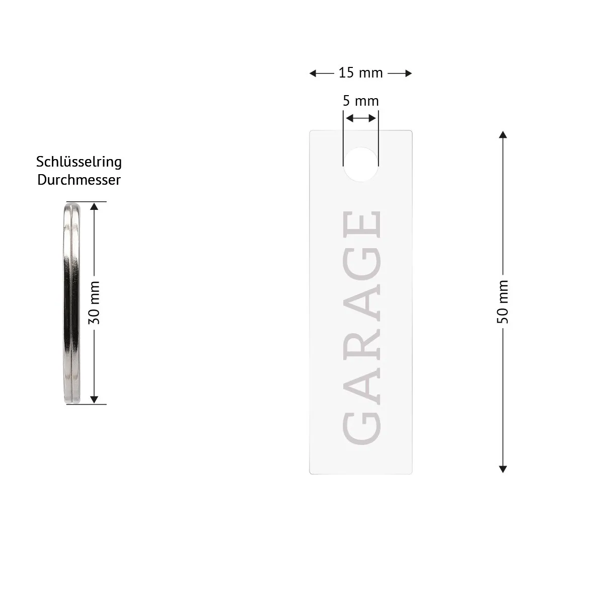 Acrylglas Stick Schlüsselanhänger - Garage