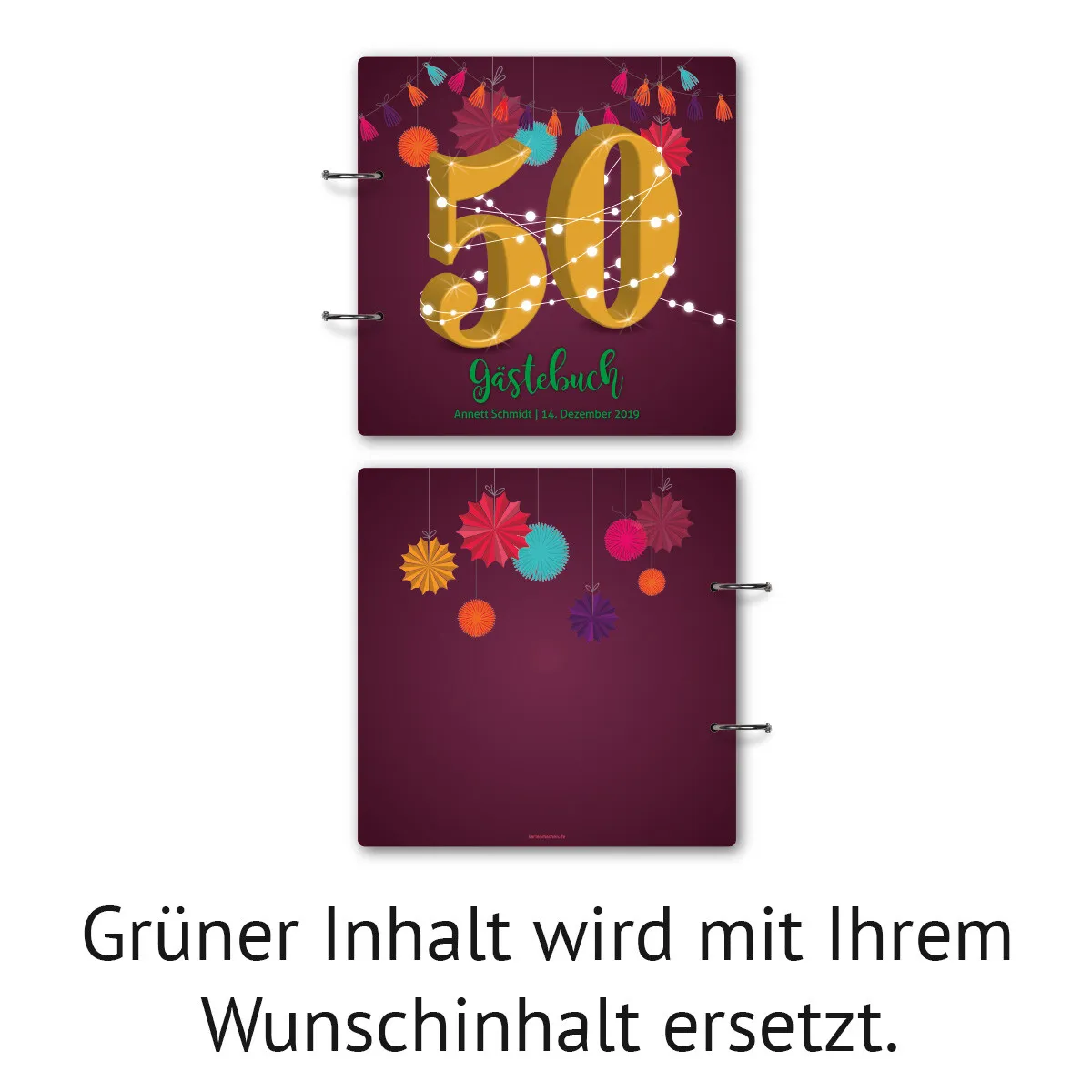 Personalisiertes Geburtstag Gästebuch 50 Jahre - Girlande