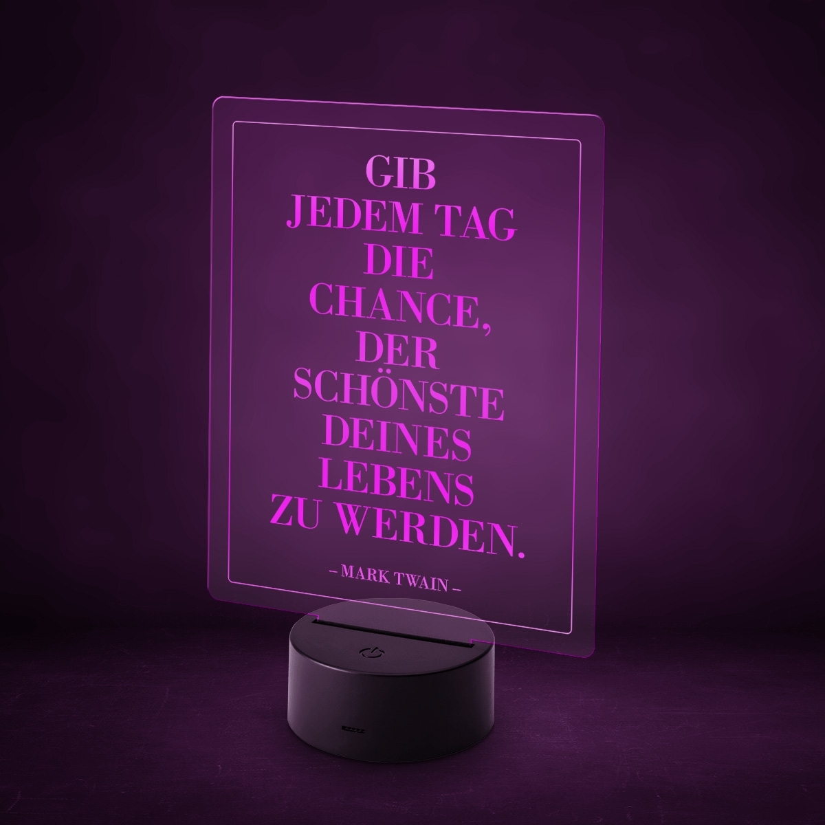 Acrylglasschild LED-Lampe personalisiert - Zitat