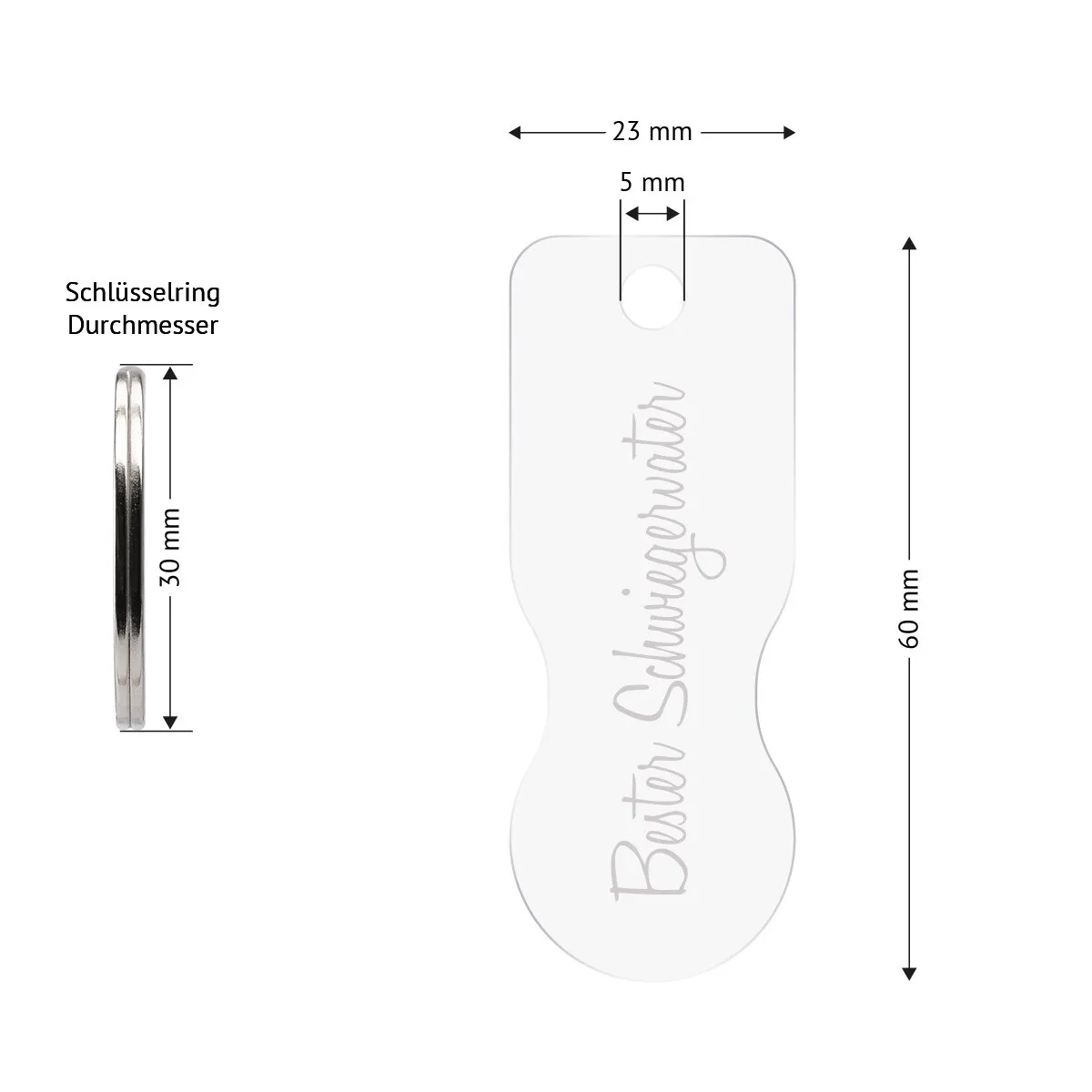 Acrylglas Schlüsselanhänger mit Einkaufswagenlöser - Bester Schwiegervater