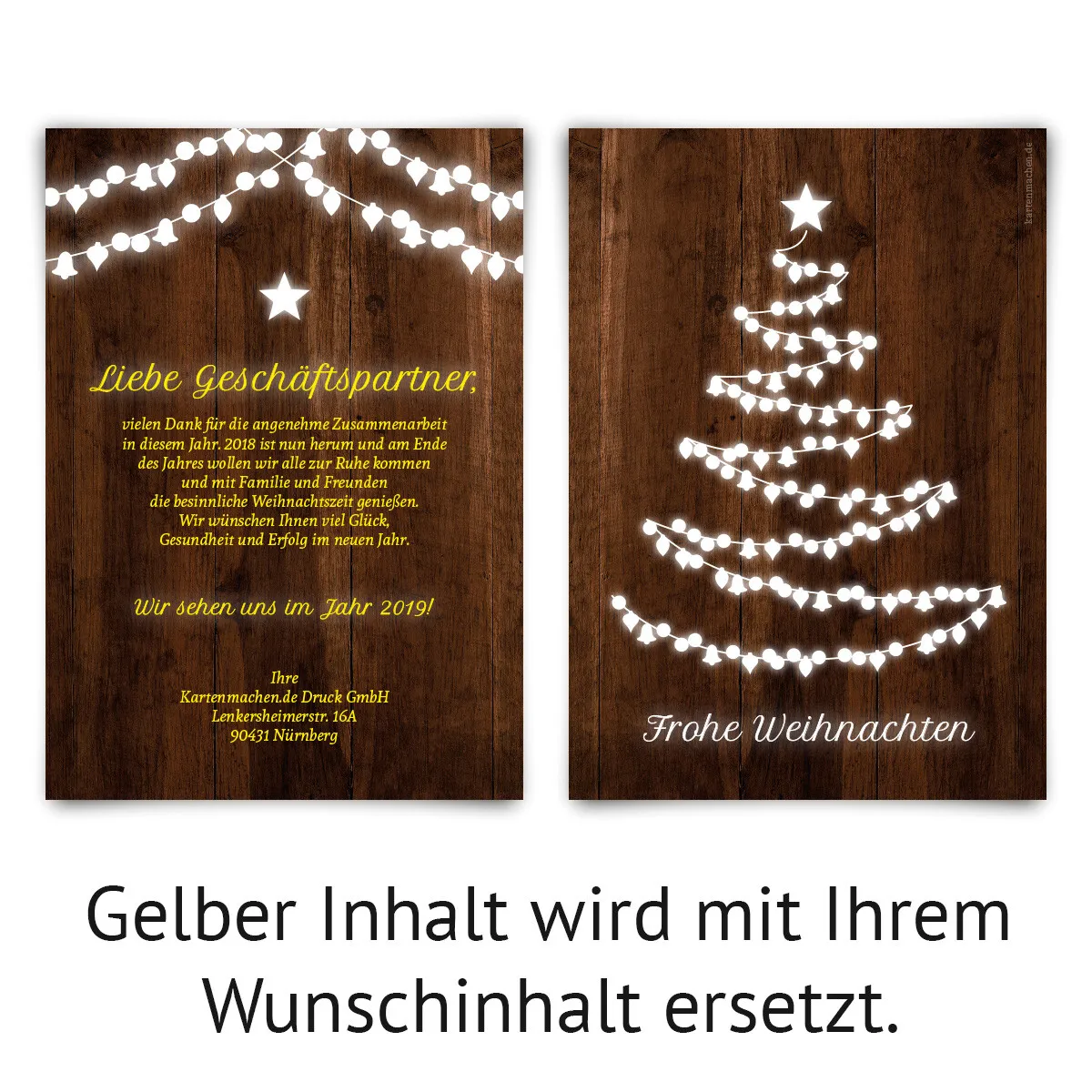 Firmen Weihnachtskarten - Holz Lichterkette