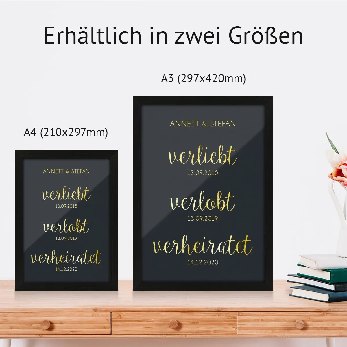 Personalisiertes Kunstdruck Poster mit Heißfolienprägung - Verlobt