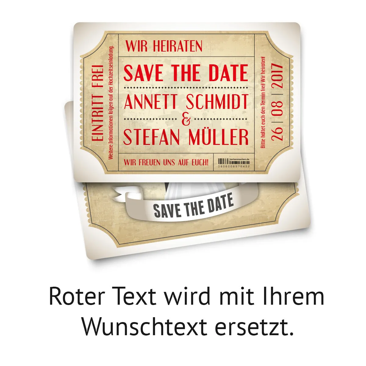 Save the Date Karten zur Hochzeit - Vintage Brautpaar in Weiß