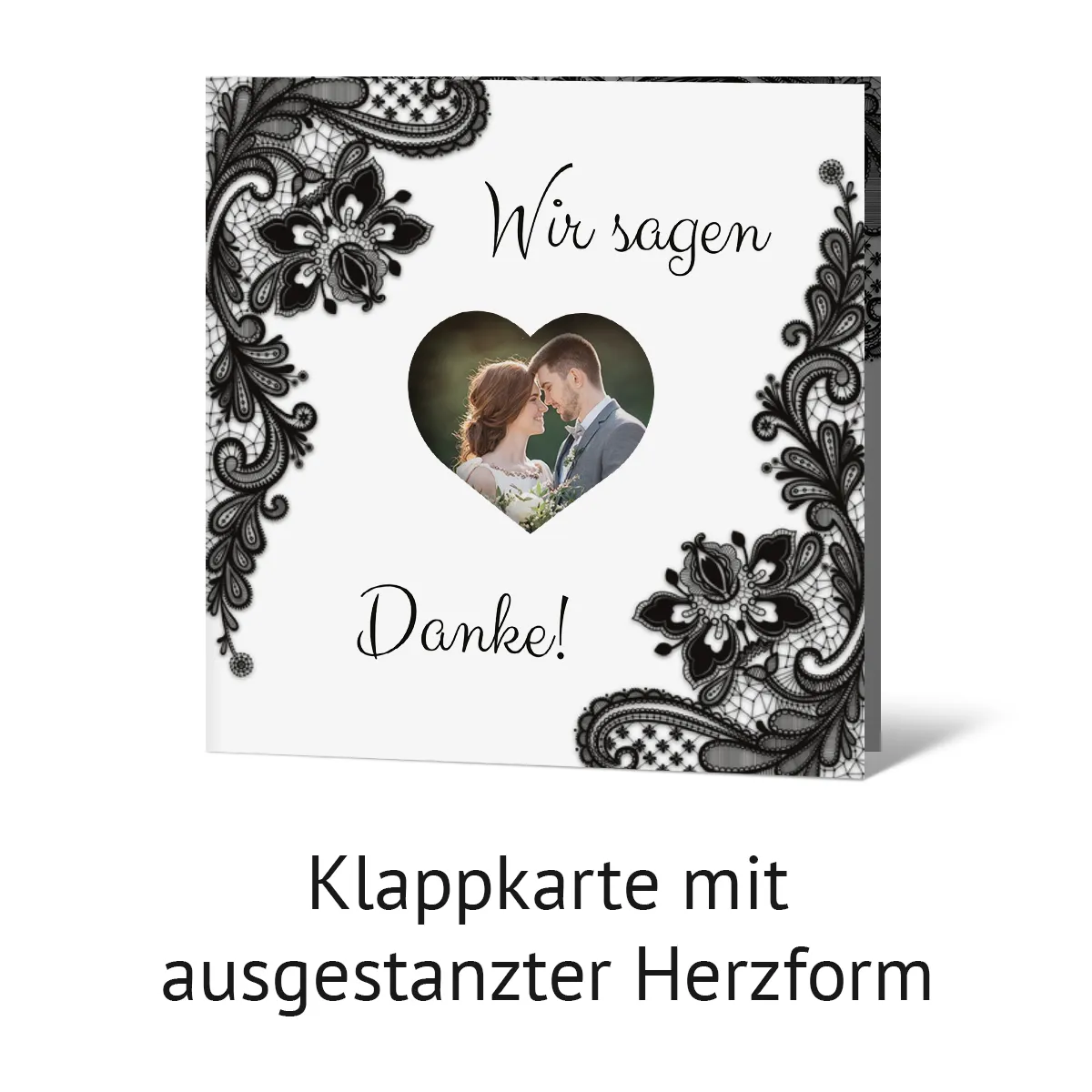 Lasergeschnittene Hochzeit Danksagungskarten - Rustikal Schwarz Weiß