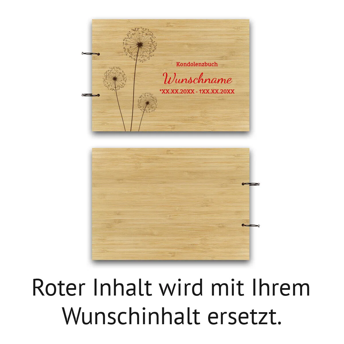 Personalisiertes Kondolenzbuch A4 - Pusteblume