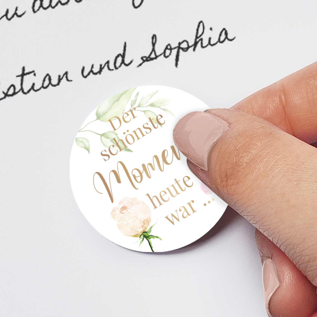 Hochzeit Gästebuch Sticker 40 Fragen - Blumen