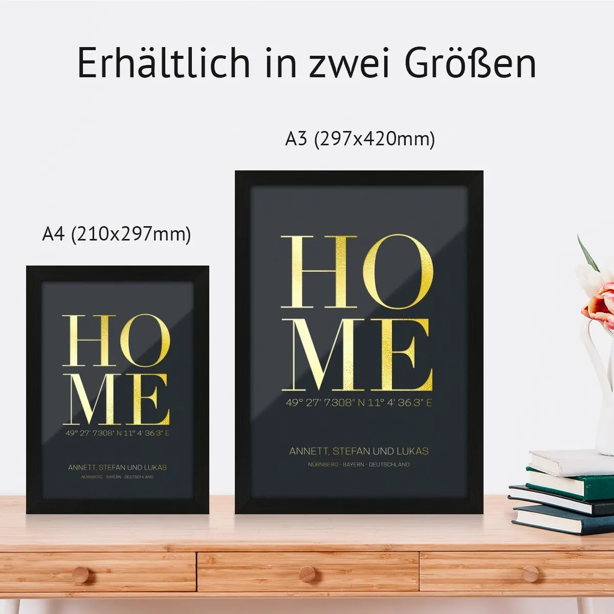 Personalisiertes Kunstdruck Poster mit Heißfolienprägung - Home