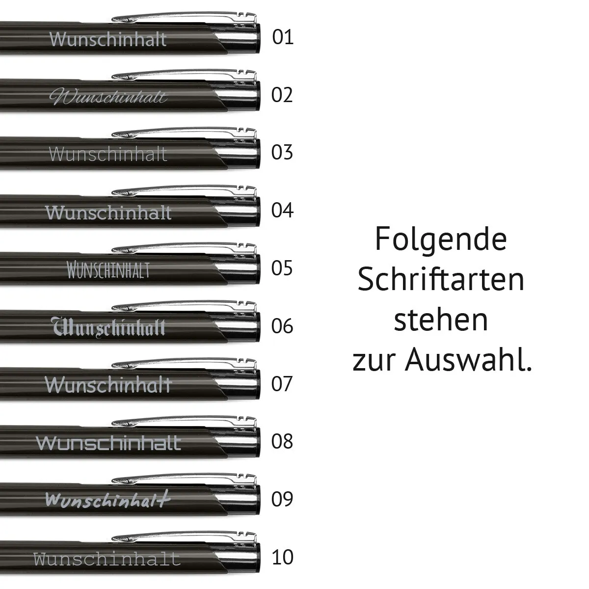 Kugelschreiber Chicago mit Schriftzug Wunschgravur in Grau