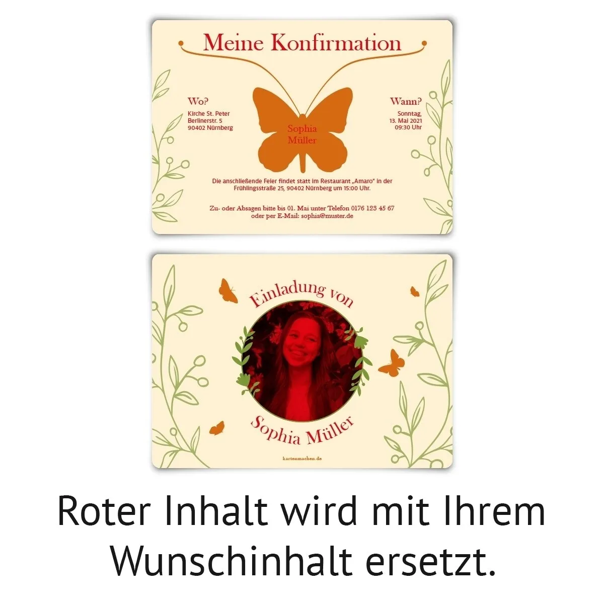 Konfirmation Einladungskarten - Schmetterling