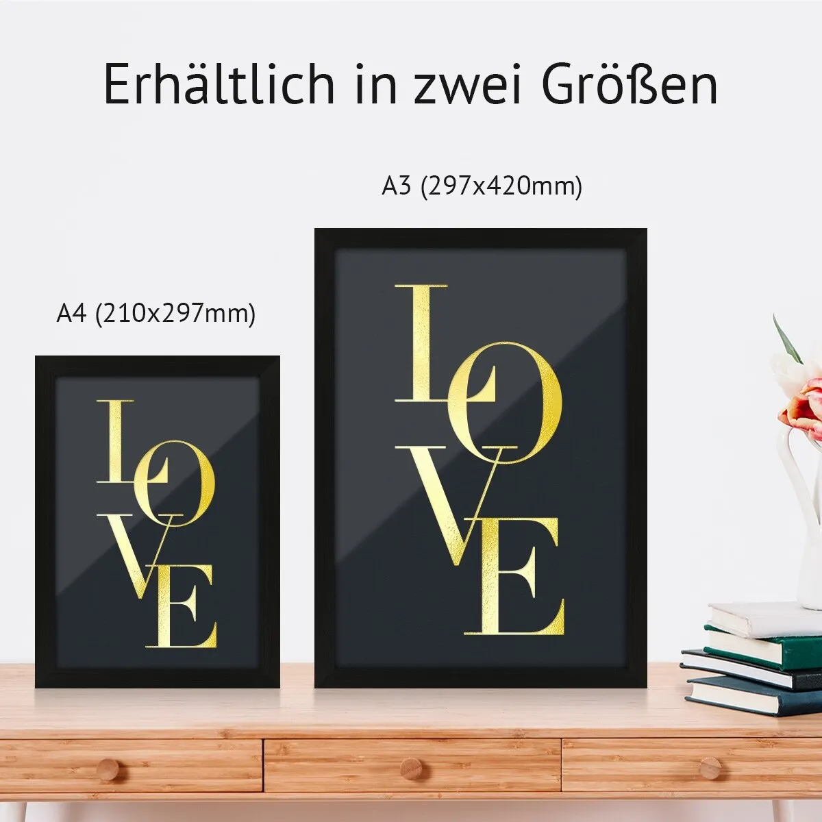 Kunstdruck Poster mit Heißfolienprägung - Love