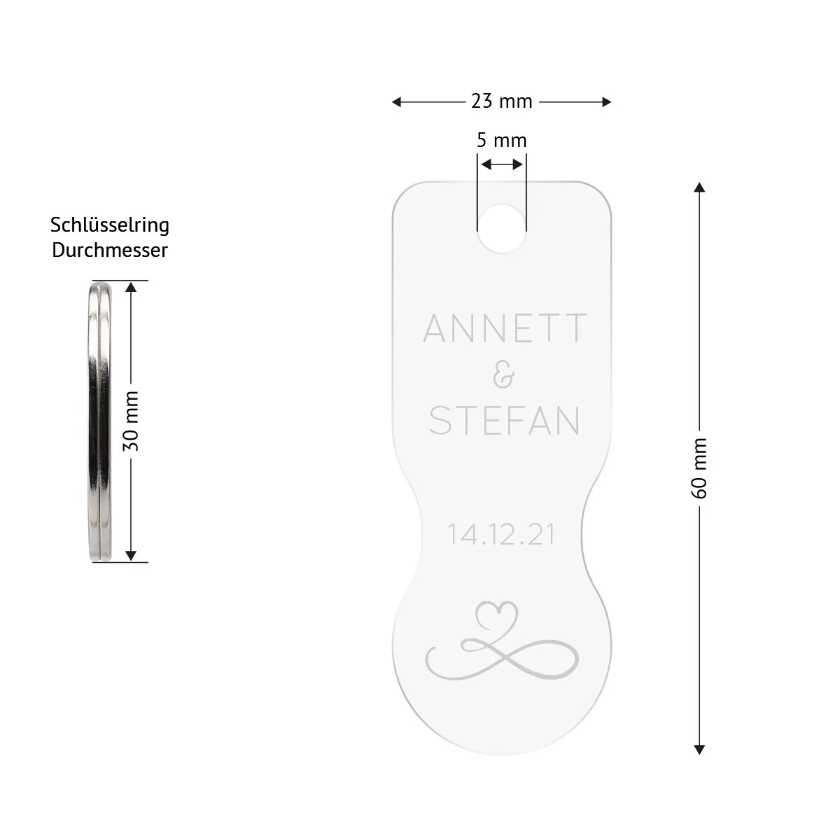 Personalisierter Acrylglas Einkaufswagenlöser Schlüsselanhänger - Unendlichkeit