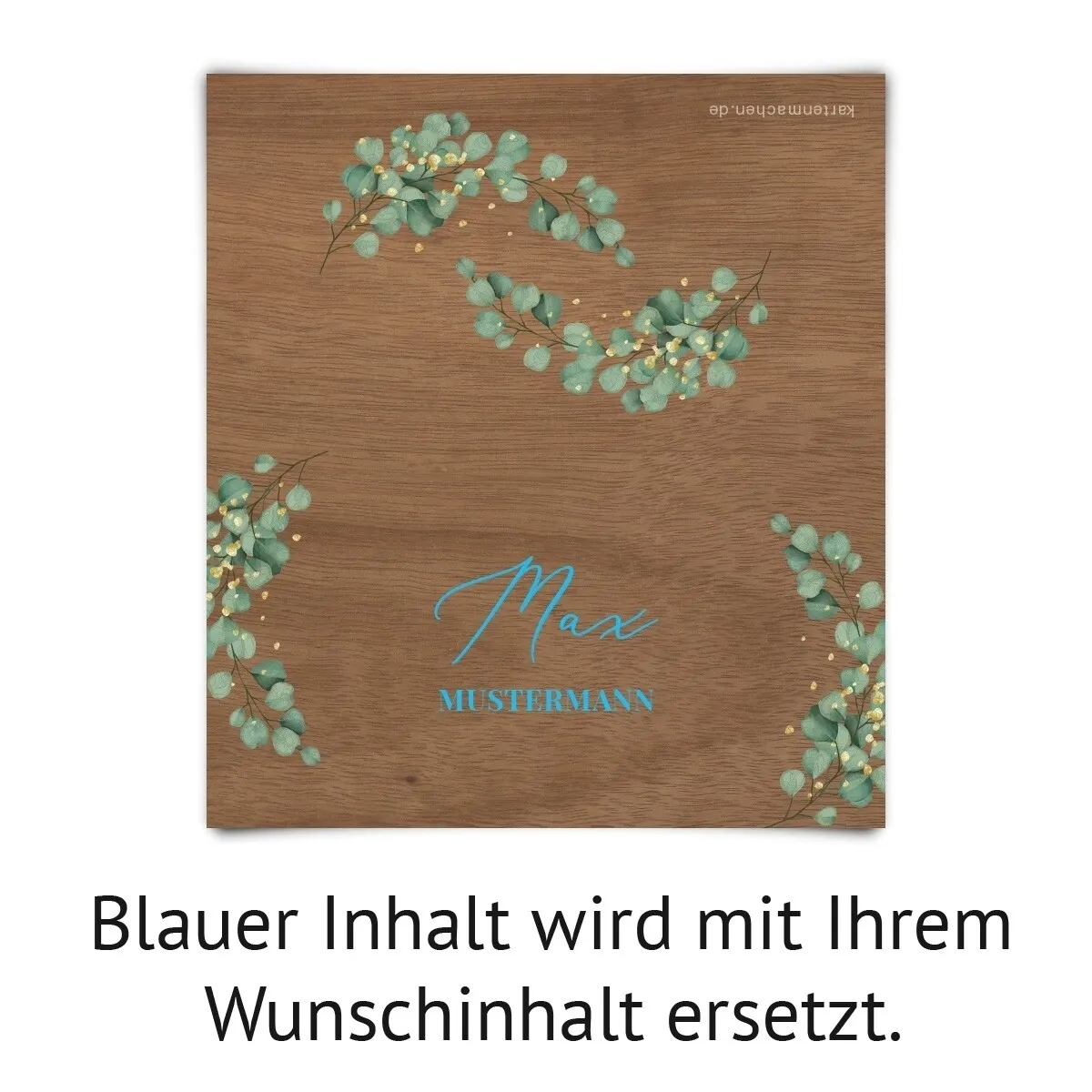 Tischkarten zur Hochzeit Holz-Design - Eukalyptus