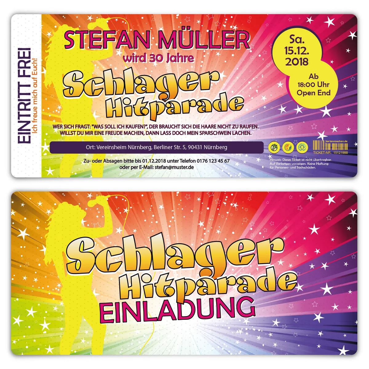 Geburtstag Einladungskarten - Schlager Hitparade