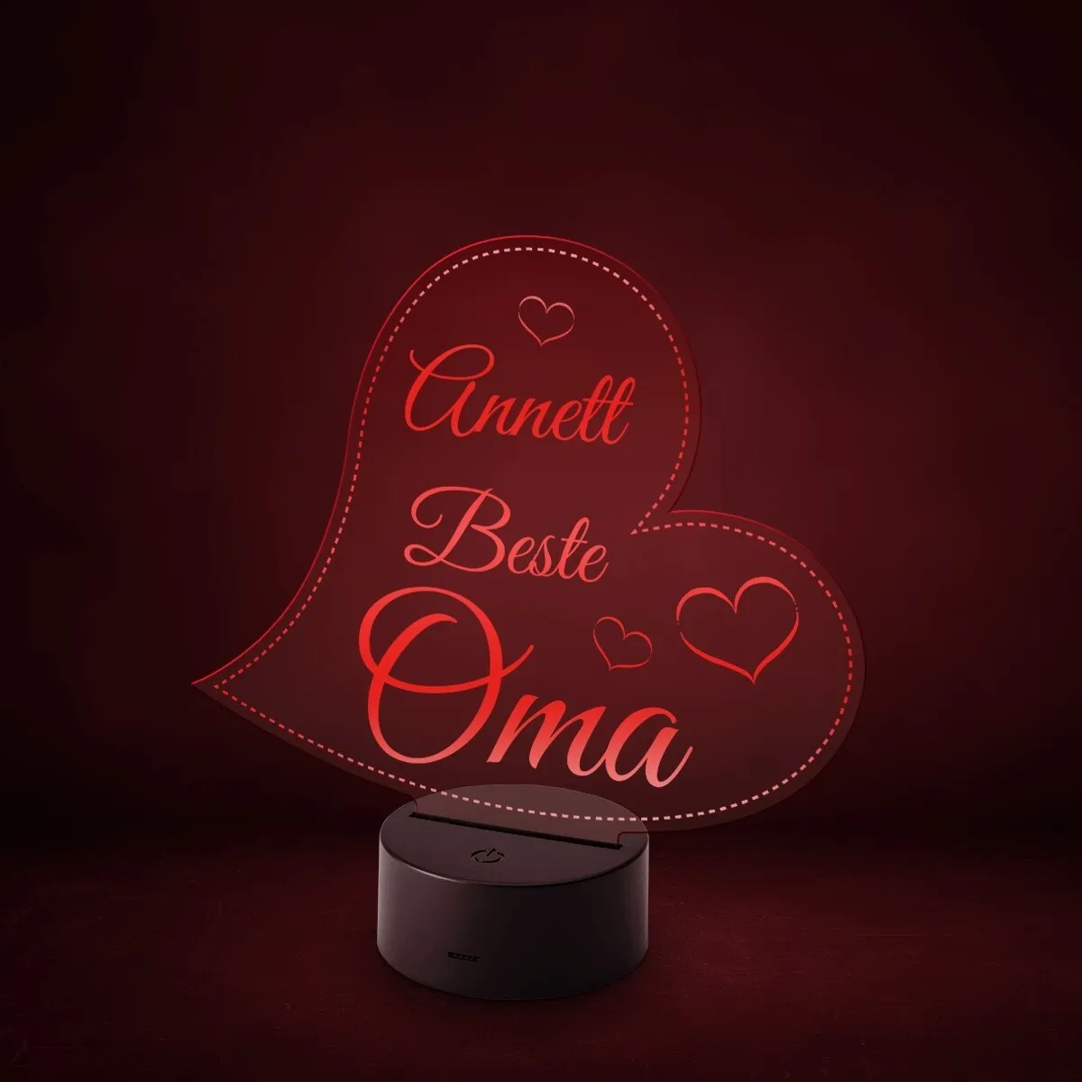 Acrylglasschild LED-Lampe personalisiert - Herz Beste Oma