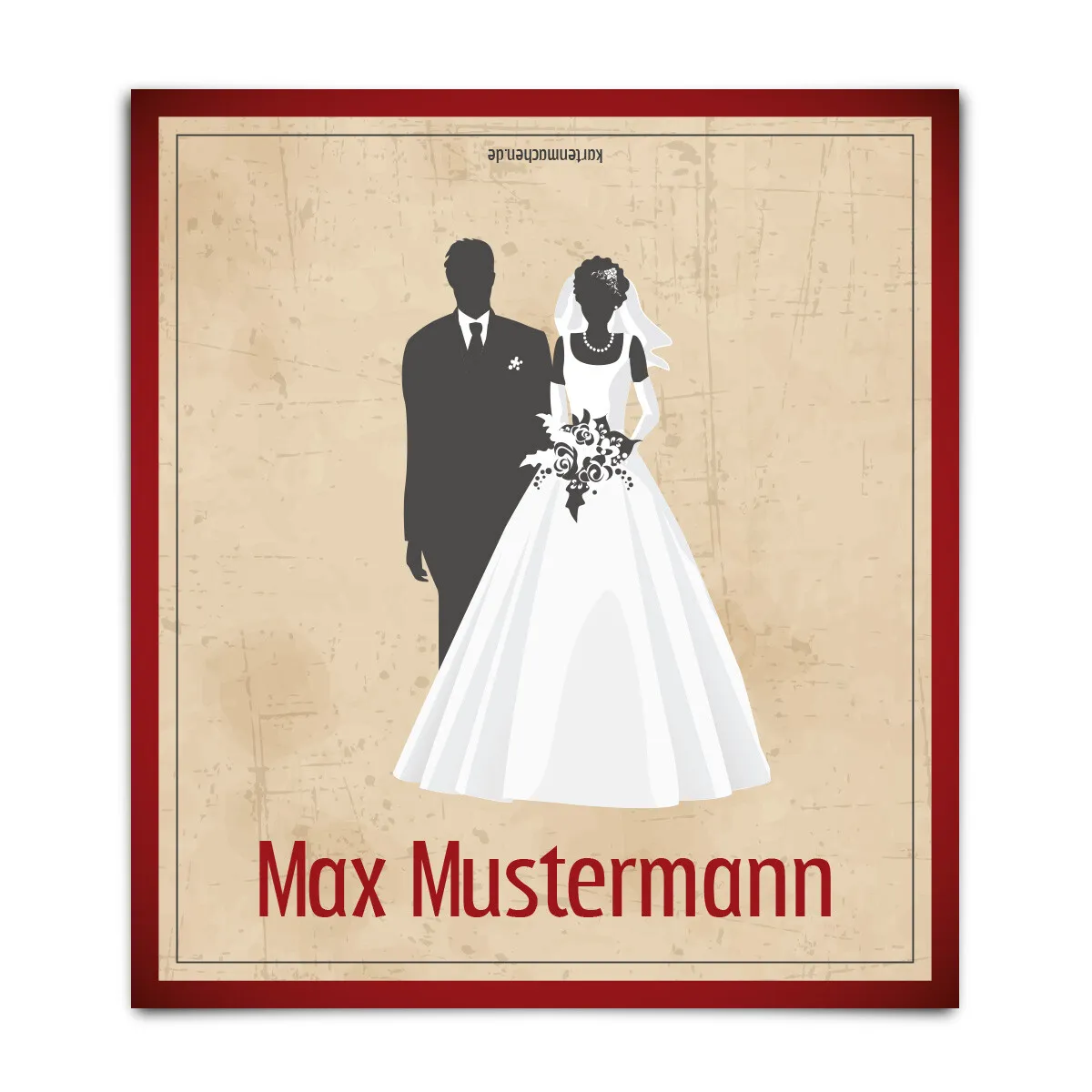 Pop up Tischkarten zur Hochzeit - Vintage Brautpaar in Rot