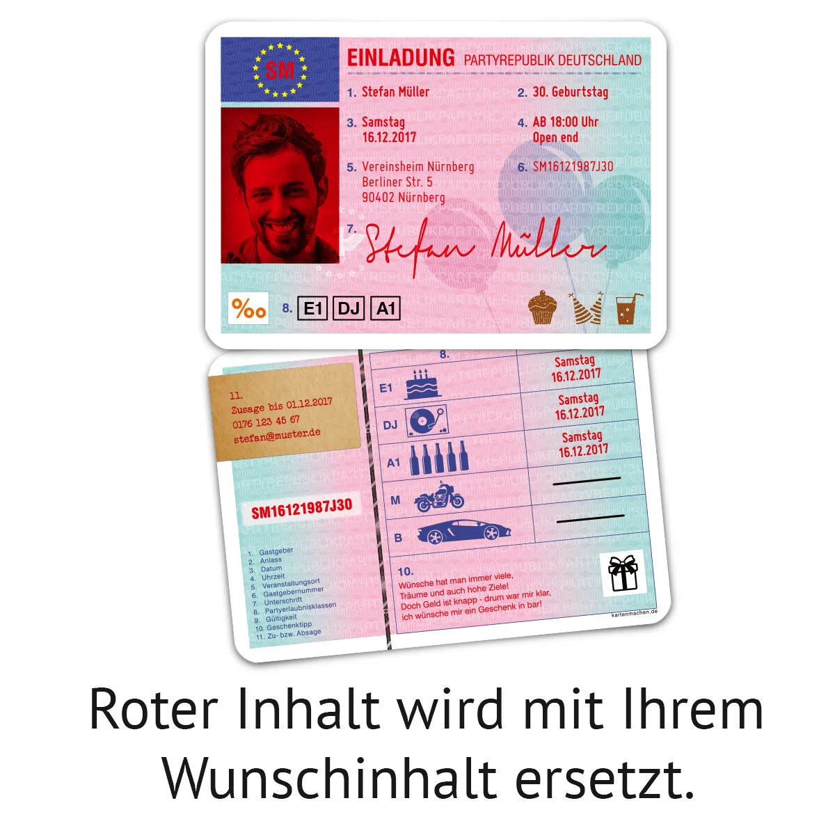 Einladungskarten als Führerschein