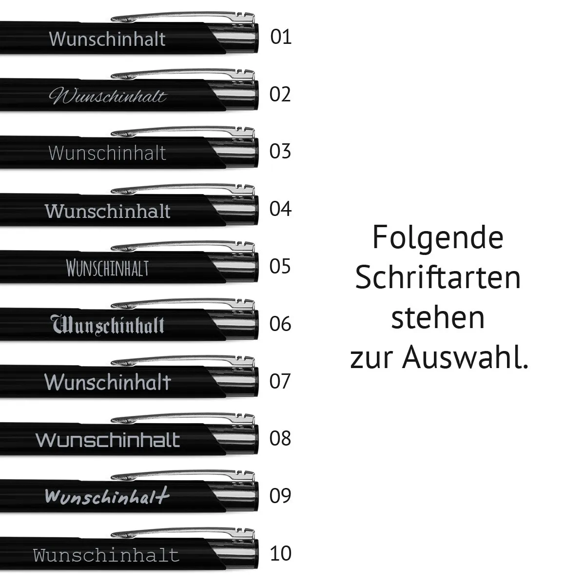 Kugelschreiber Chicago mit Schriftzug Wunschgravur in Schwarz